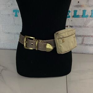 Vintage Sand Castle Metal Gold Tone Mesh Belt Womens 36” Y2K Grunge With Pouch